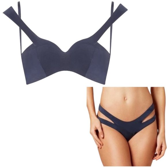 NWT Agent Provocateur Navy Pia Bikini Set size 6 and 36C liner still attached - Picture 12 of 16